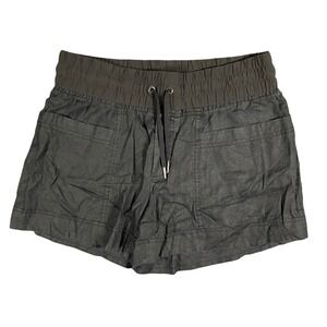 Athleta Womens Shorts Black Linen Blend Elastic Waist Drawstring Size 4 Active